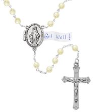 PEARL BEAD PRAYER LOCKET ROSARY
